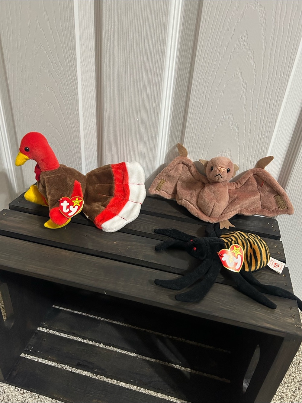 Holiday TY Beanie Babies NWT Gobbles, Spinner, and Batty